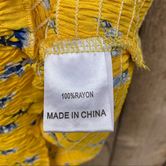 LF SEEK THE LABEL Yellow Print Smocked Tube Dress Size M - Picture 4 of 7